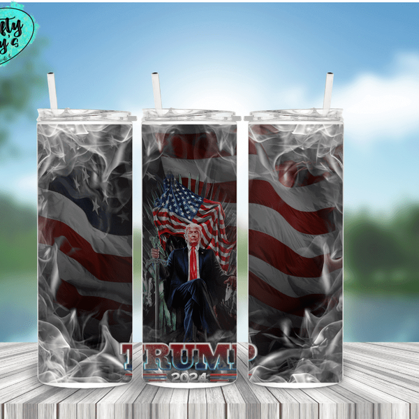 Trump Flag 2024 Drink Tumbler by Crafty Casey's