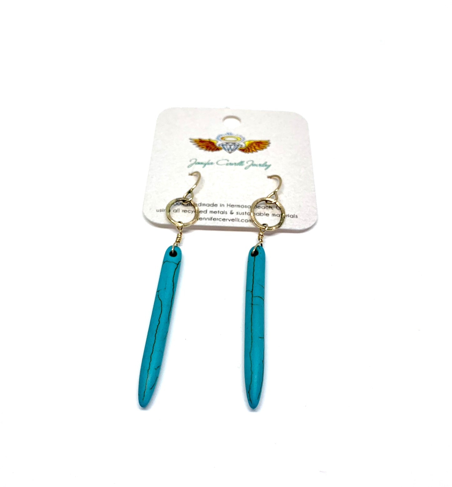 Turquoise Howlite Drop Earrings by Jennifer Cervelli Jewelry