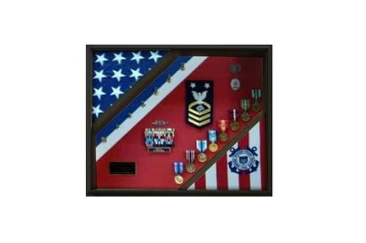 2 Flag Display Case, Coast Guard Gifts, USCG, Shadow Box, USCG Shadow Box, Coast Guard Cutter 3x5 by The Military Gift Store