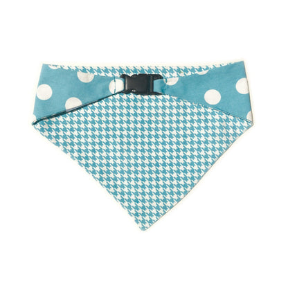 Baby Blue Houndstooth Reversible Dog Bandana by Uptown Pups