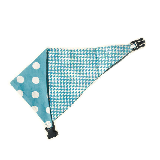 Baby Blue Houndstooth Reversible Dog Bandana by Uptown Pups