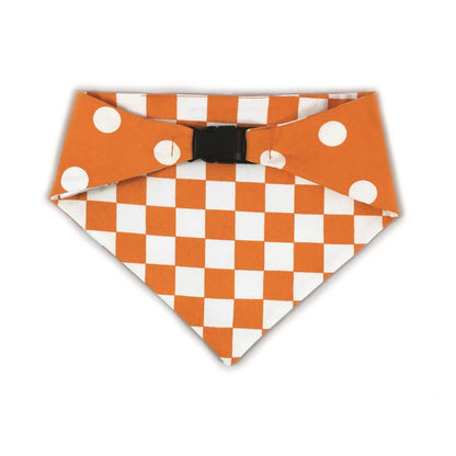 Orange Checkered Reversible Dog Bandana by Uptown Pups