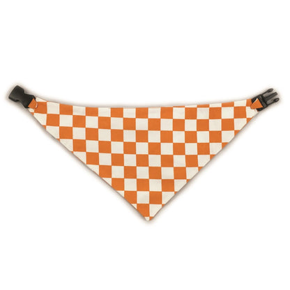 Orange Checkered Reversible Dog Bandana by Uptown Pups