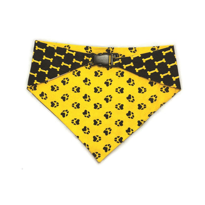 Mustard Yellow & Black Reversible Dog Bandana by Uptown Pups