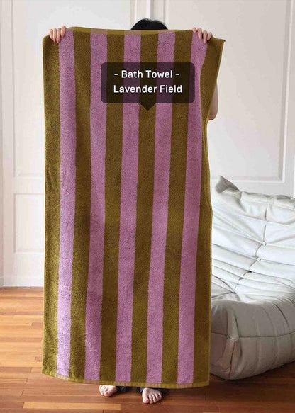 Ultra Soft Absorbent Retro Stripe Bath Towel - 100% Organic Premium Combed Cotton by INSPECIAL HOME