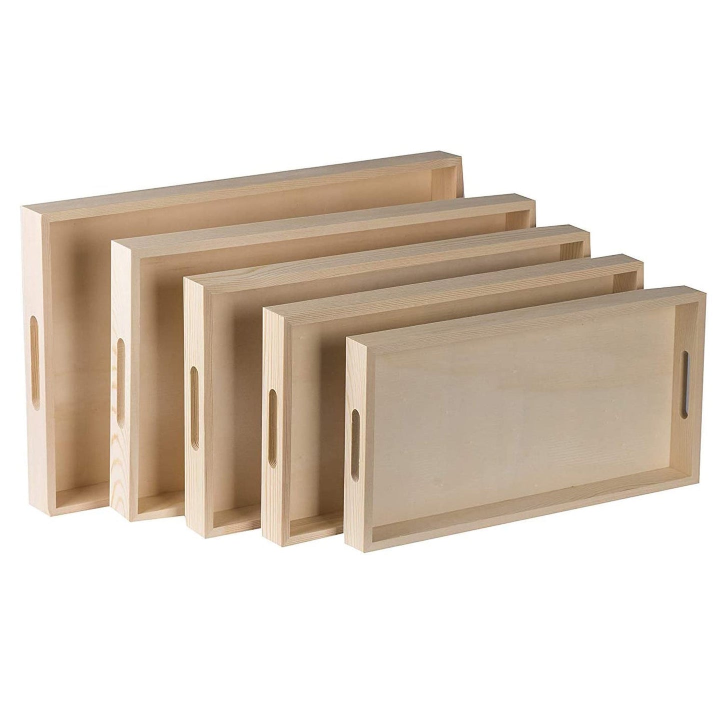 Wooden Nested Serving Trays 10 Piece Rectangular by Hammont