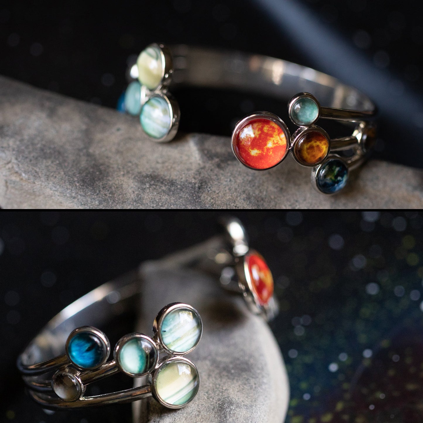 Open Solar System Cuff Bracelet by Yugen Handmade