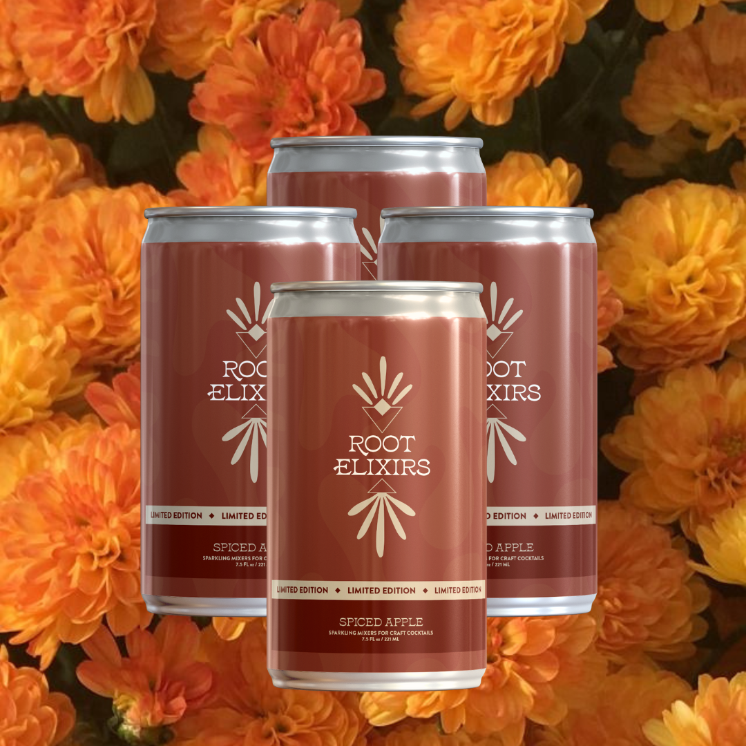 Root Elixirs Sparkling Spiced Apple Premium Cocktail Mixer *Limited Edition and Infusion Kit- 4 Cans 7.5 oz by Farm2Me