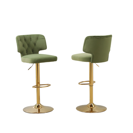 Set of 2 Modern  Bar Height, Swivel Velvet Bar Stool by Blak Hom