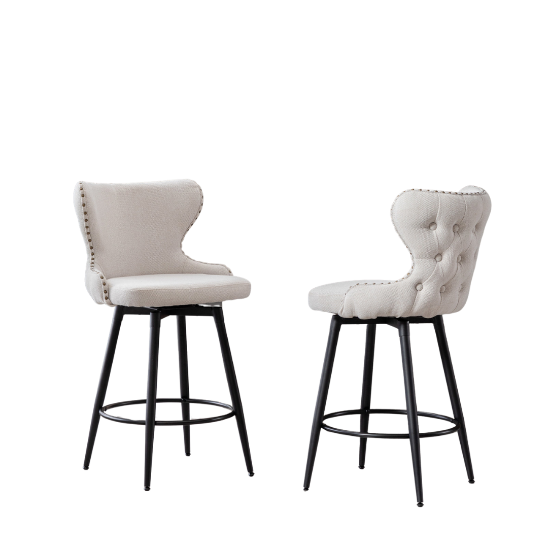 Set of 2  Modern Linen Fabric Barstools by Blak Hom