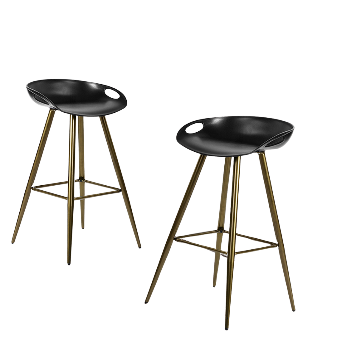 Set of 2 Black and Gold Counter Stool by Blak Hom