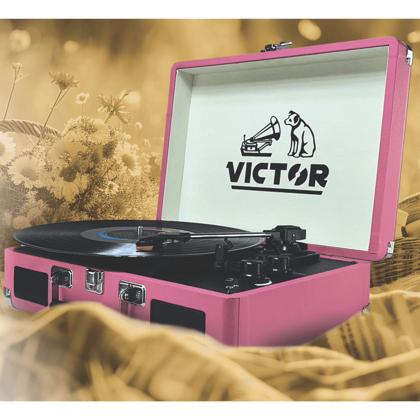 Victor Metro Dual Bluetooth Suitcase 3-Speed Turntable by Jupiter Gear Home