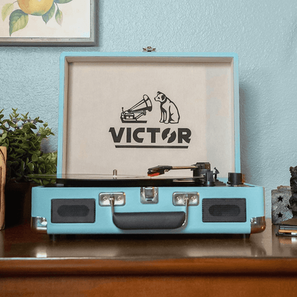 Victor Metro Dual Bluetooth Suitcase 3-Speed Turntable by Jupiter Gear Home