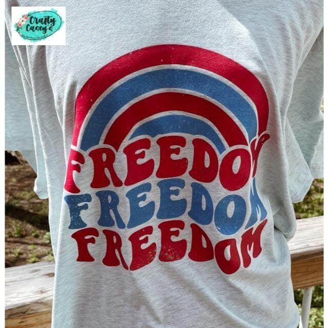 Vintage American-Freedom Freedom Freedom Rainbow- T-shirt by Crafty Casey's