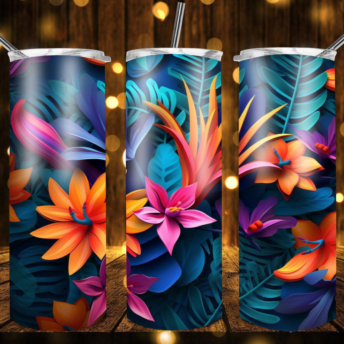 Violet Floral Lilley's Drink Tumbler by Crafty Casey's