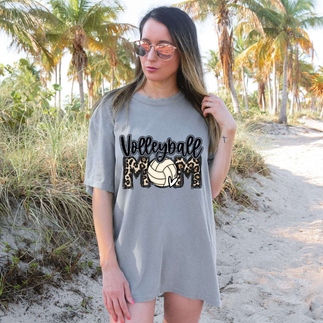 Volley Ball Mom Leopard Sports Tee by Crafty Casey's