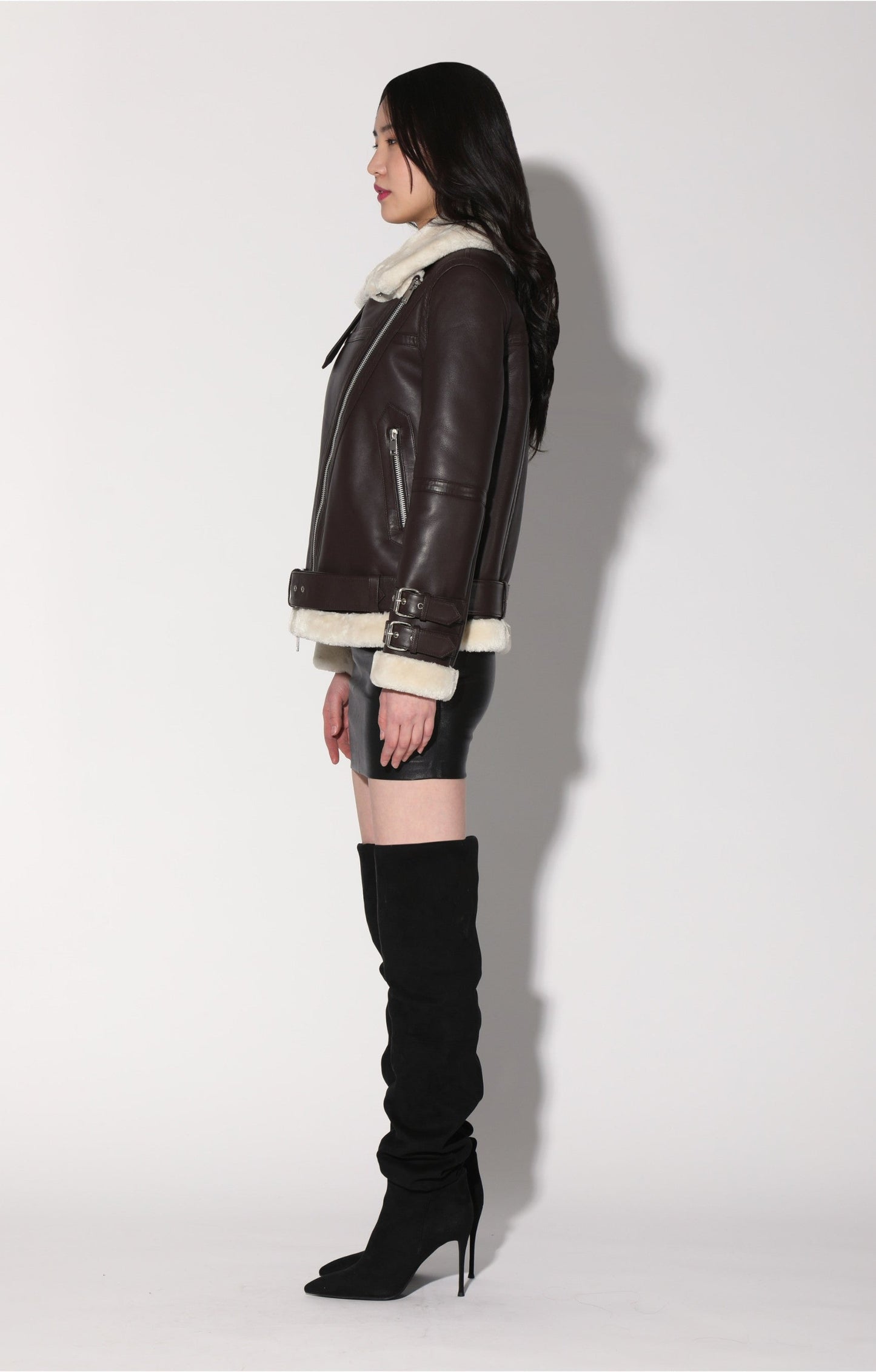 Whitney Jacket, Mocha/Off White - Leather by Walter Baker