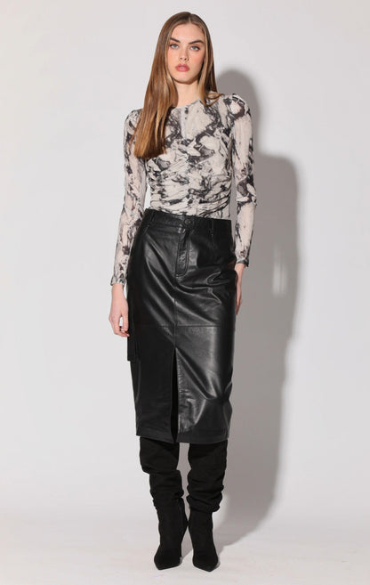 Selene Skirt, Black - Leather by Walter Baker