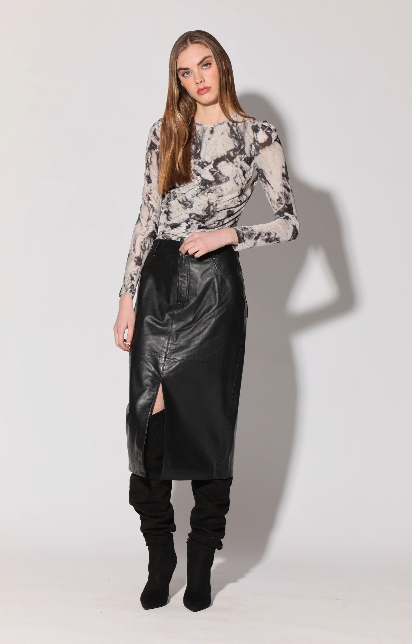 Selene Skirt, Black - Leather by Walter Baker