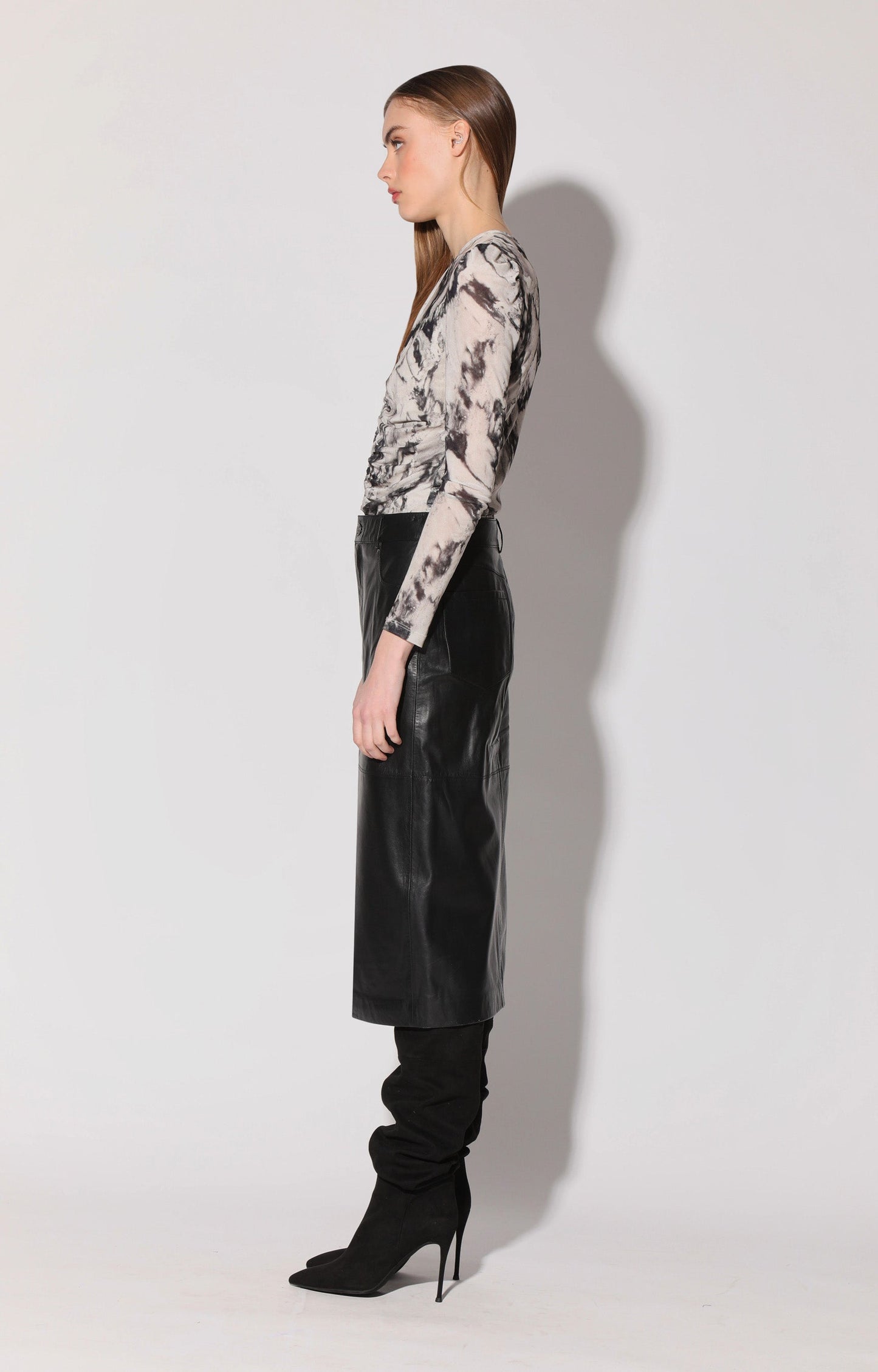 Selene Skirt, Black - Leather by Walter Baker