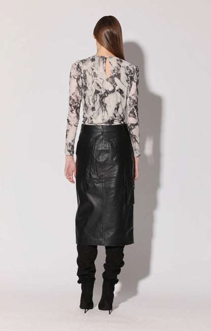 Selene Skirt, Black - Leather by Walter Baker