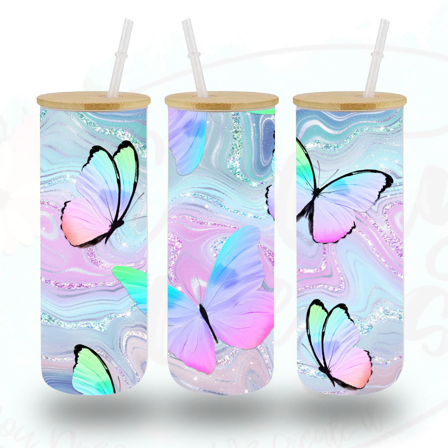 Water Color Butterflies Glass Tumbler by Crafty Casey's