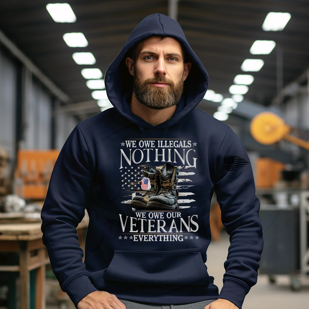 We Owe Our Veterans Everything Tee, Crewneck, Hoodie by Crafty Casey's