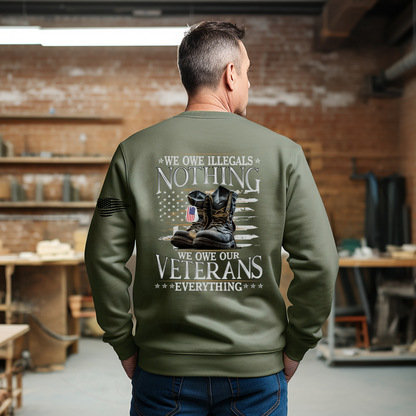 We Owe Our Veterans Everything Tee, Crewneck, Hoodie by Crafty Casey's