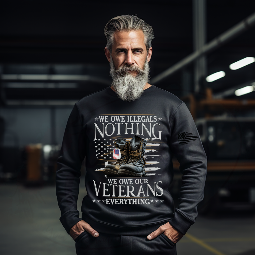 We Owe Our Veterans Everything Tee, Crewneck, Hoodie by Crafty Casey's