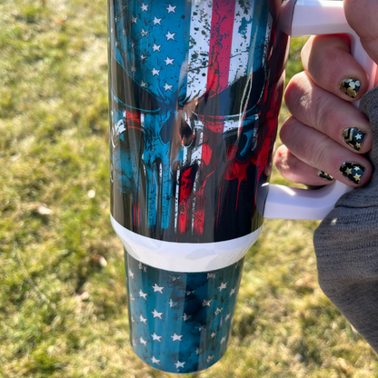 We The People Distressed Skull Teal 40 oz.Tumbler by Crafty Casey's