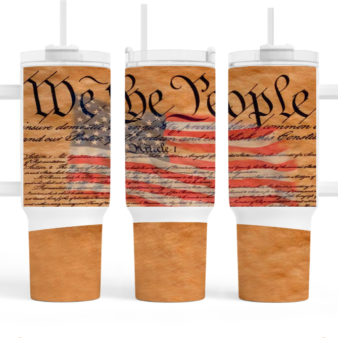 We The People Wood Flag 40 oz. Tumbler by Crafty Casey's