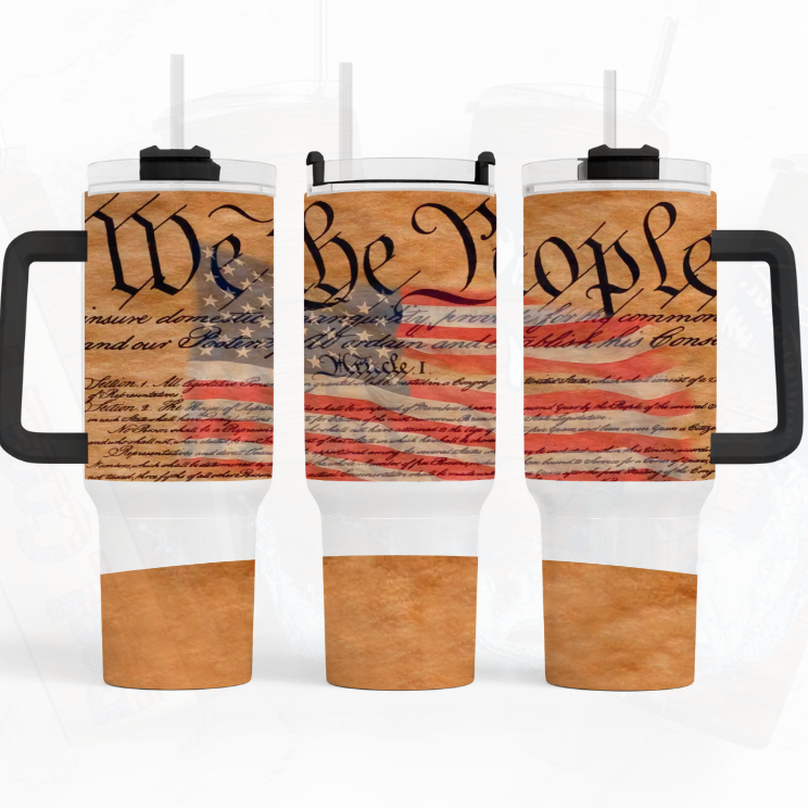 We The People Wood Flag 40 oz. Tumbler by Crafty Casey's