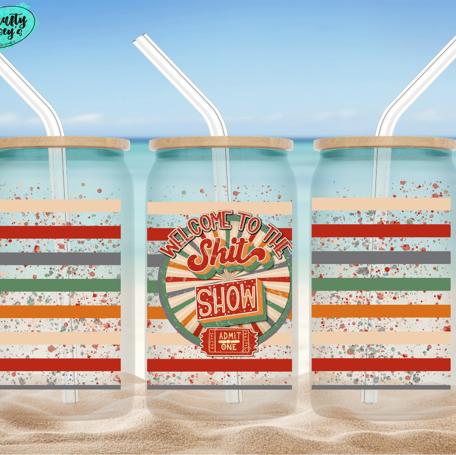 Welcome to the Shit Show  Retro Beer Can Glasses by Crafty Casey's