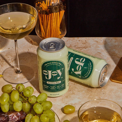 OJOY Sparkling Blanc Wine, Non Alcoholic Can - 24 Cans x 1 Case by Farm2Me