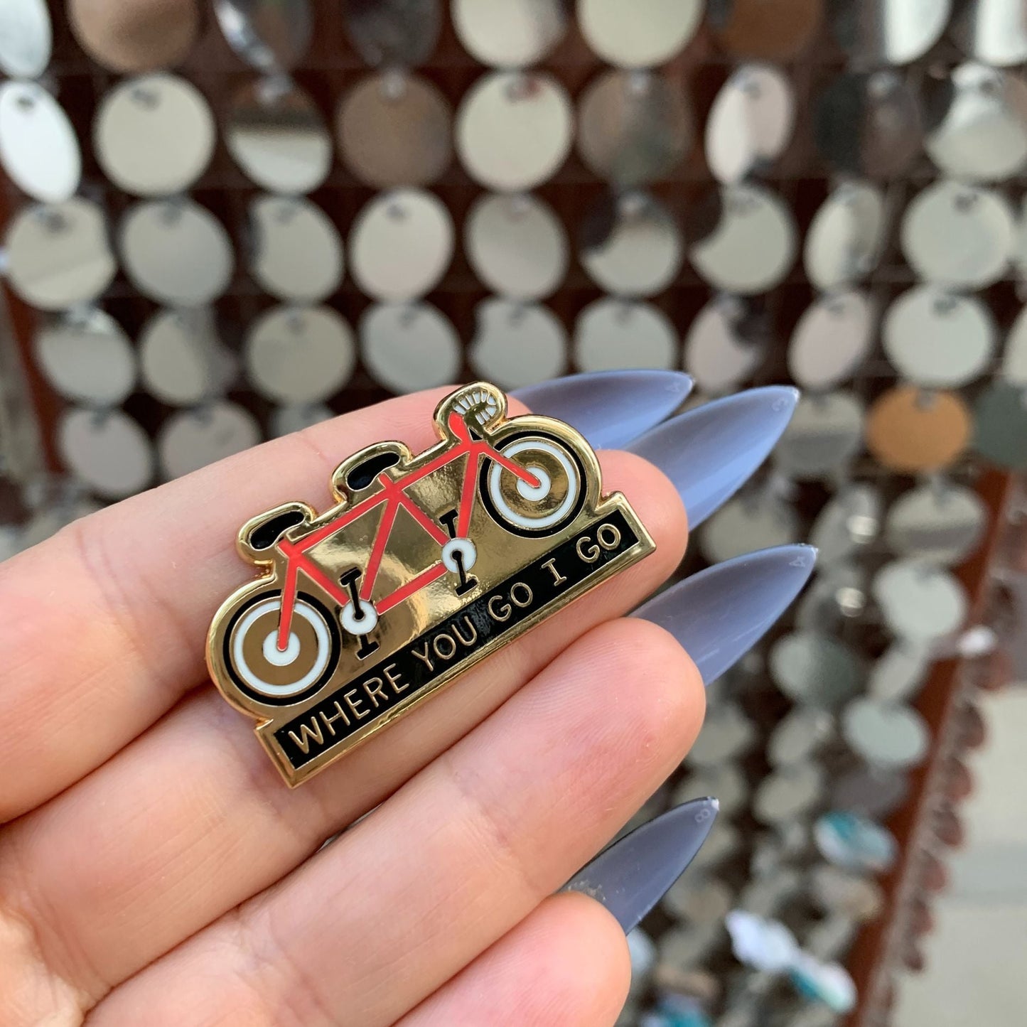 Where You Go I Go - Where You Stay I Stay Enamel Pin in Tandem Bike by The Bullish Store