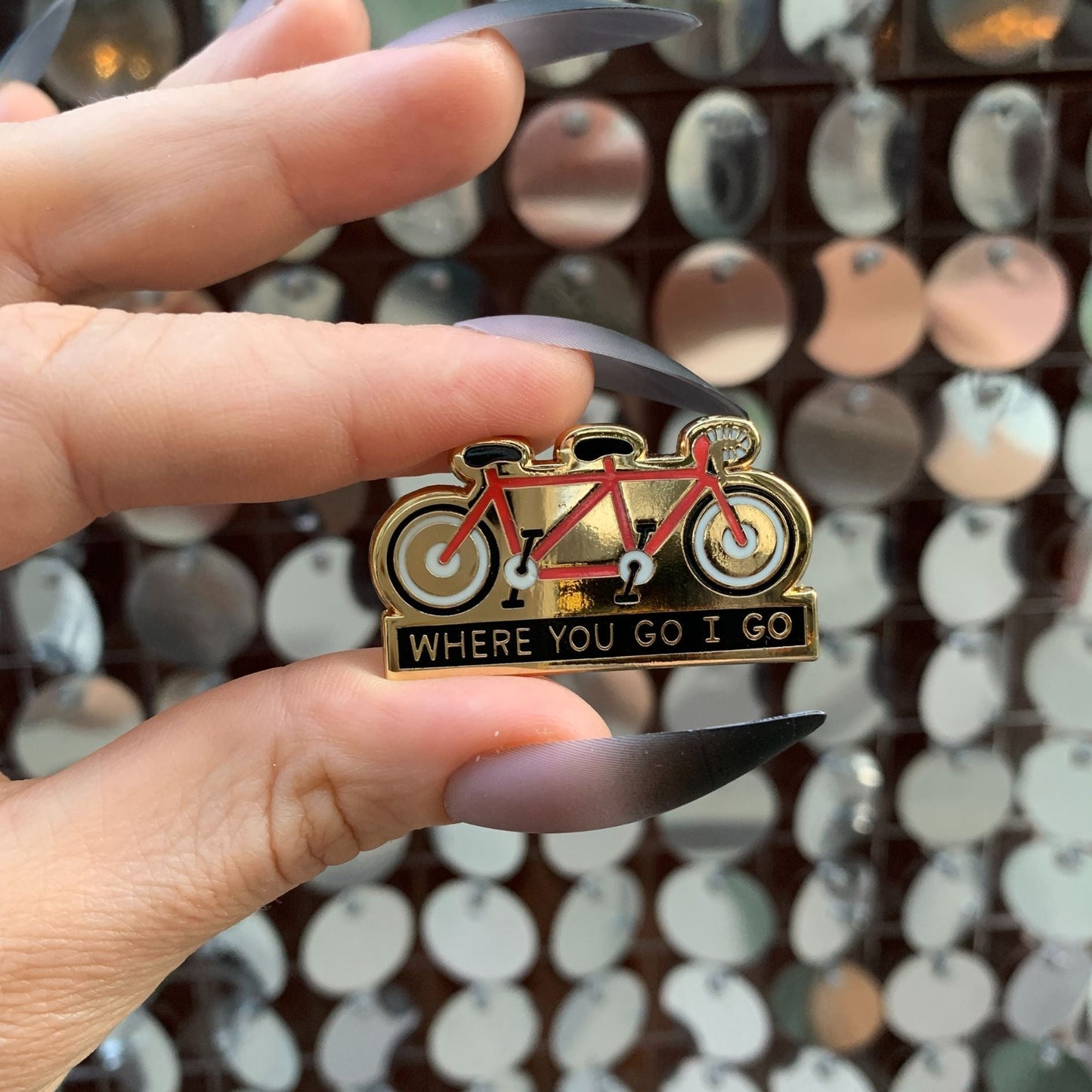 Where You Go I Go - Where You Stay I Stay Enamel Pin in Tandem Bike by The Bullish Store