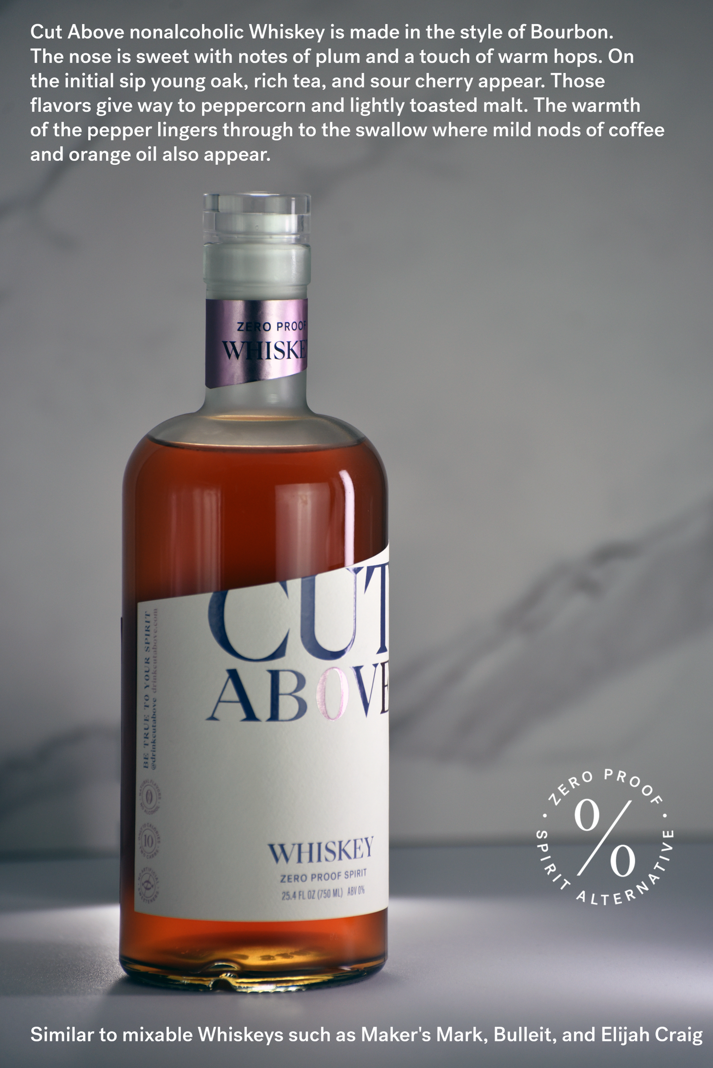 Zero Proof Whiskey by Cut Above Spirits