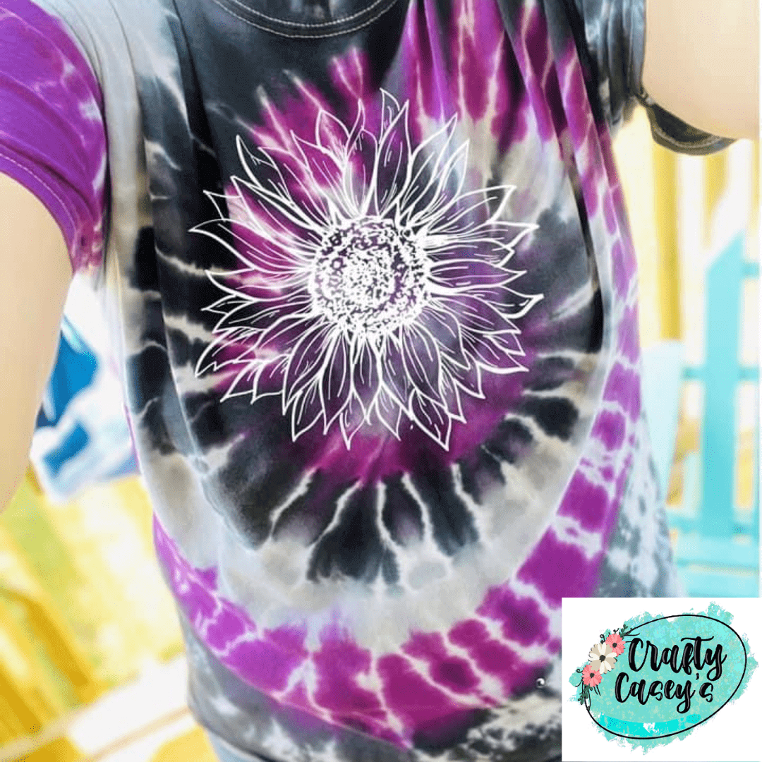 White & Black Sunflower- Tie Dye - Retro-Unisex T-shirt by Crafty Casey's