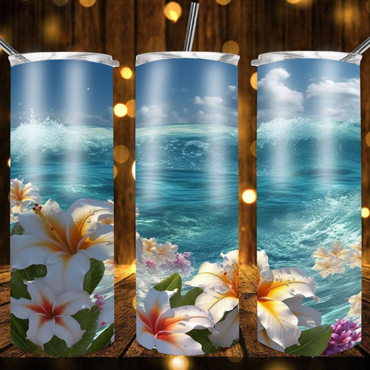 White Lilley's By The Beach  Drink Tumbler by Crafty Casey's