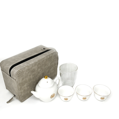 White Porcelain with Gold Line Travel Tea Set by Tea and Whisk