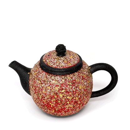 Red Golden Foil Wood-fired Teapot by Tea and Whisk