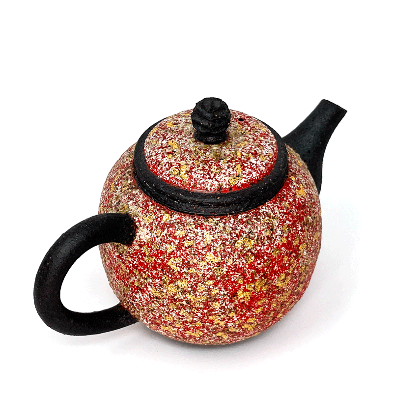 Red Golden Foil Wood-fired Teapot by Tea and Whisk