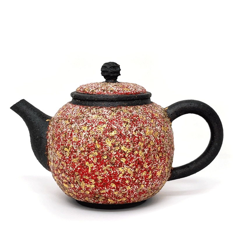 Red Golden Foil Wood-fired Teapot by Tea and Whisk