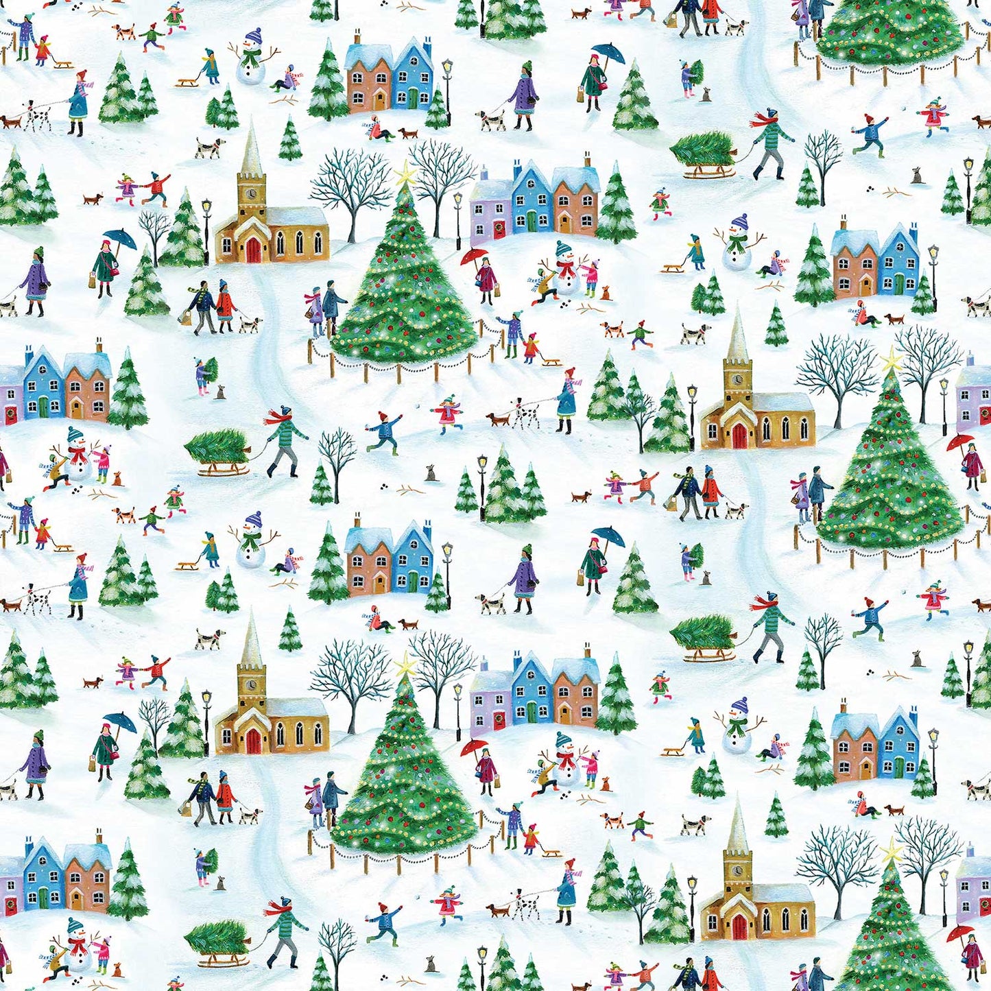 Village Town Christmas Gift Wrap by Present Paper