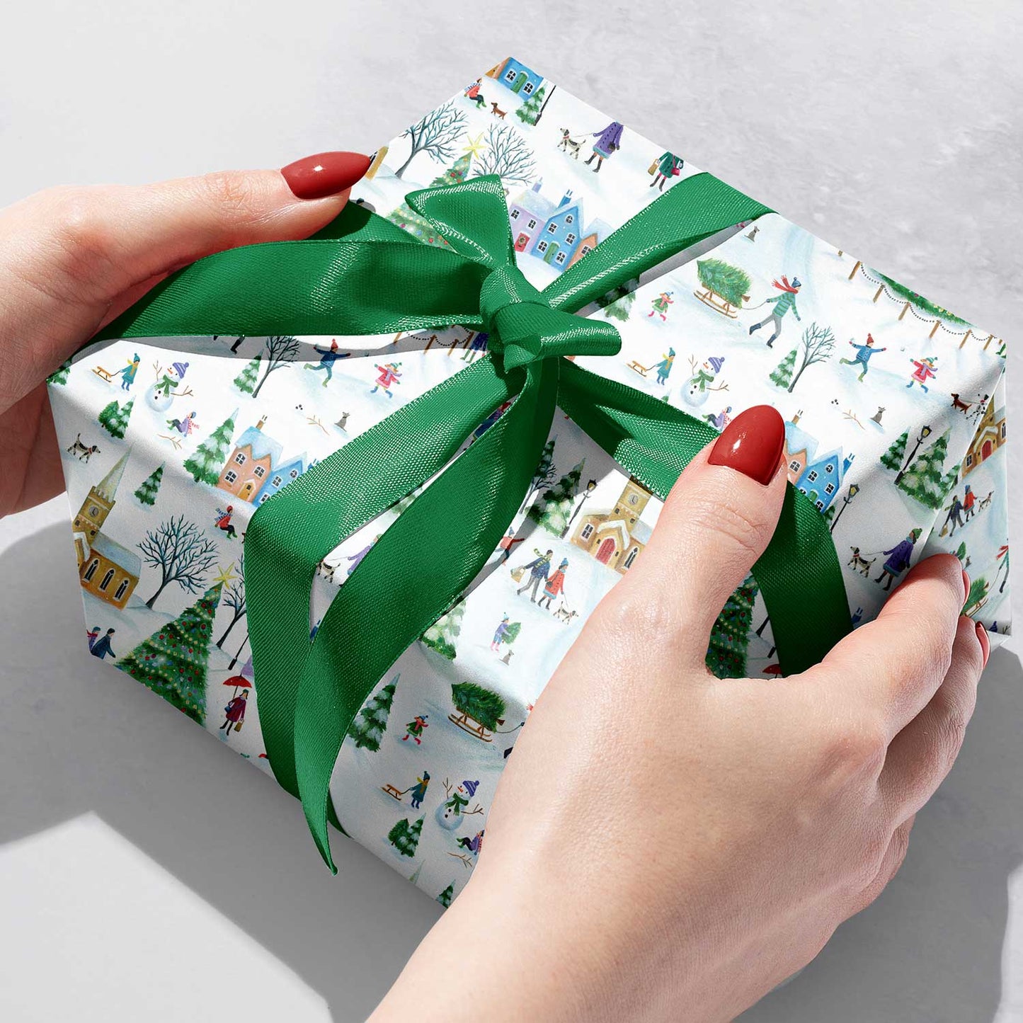 Village Town Christmas Gift Wrap by Present Paper