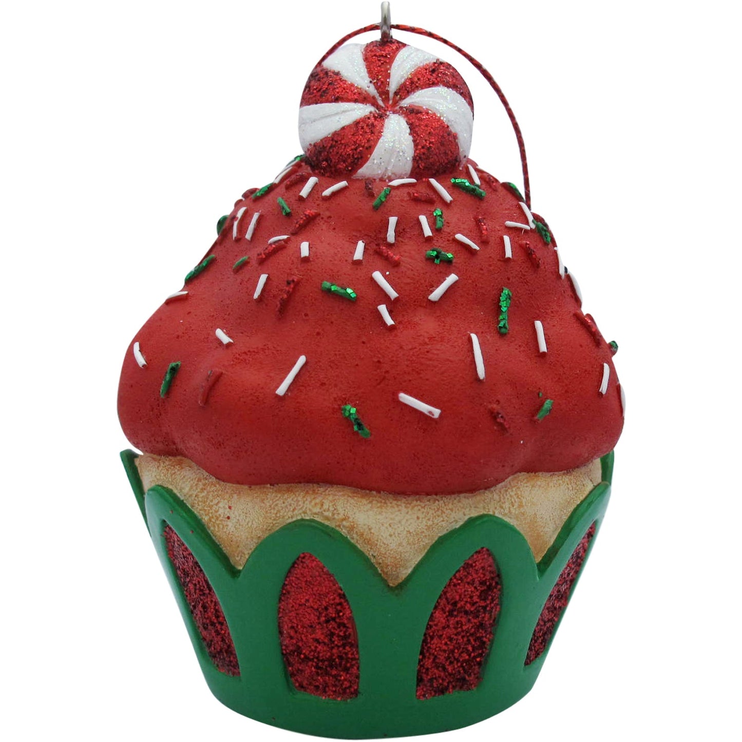 Red Peppermint Top Cupcake Christmas Tree Ornament by Present Paper