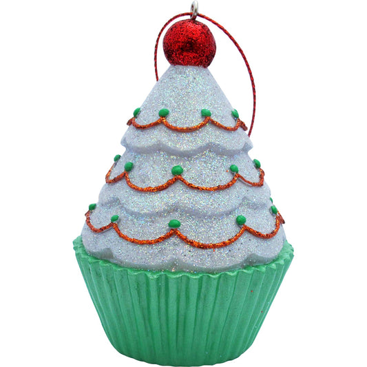 White Tree Top Cupcake Christmas Tree Ornament by Present Paper