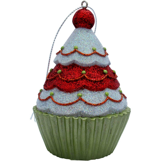 Red/White Tree Top Cupcake Christmas Tree Ornament by Present Paper