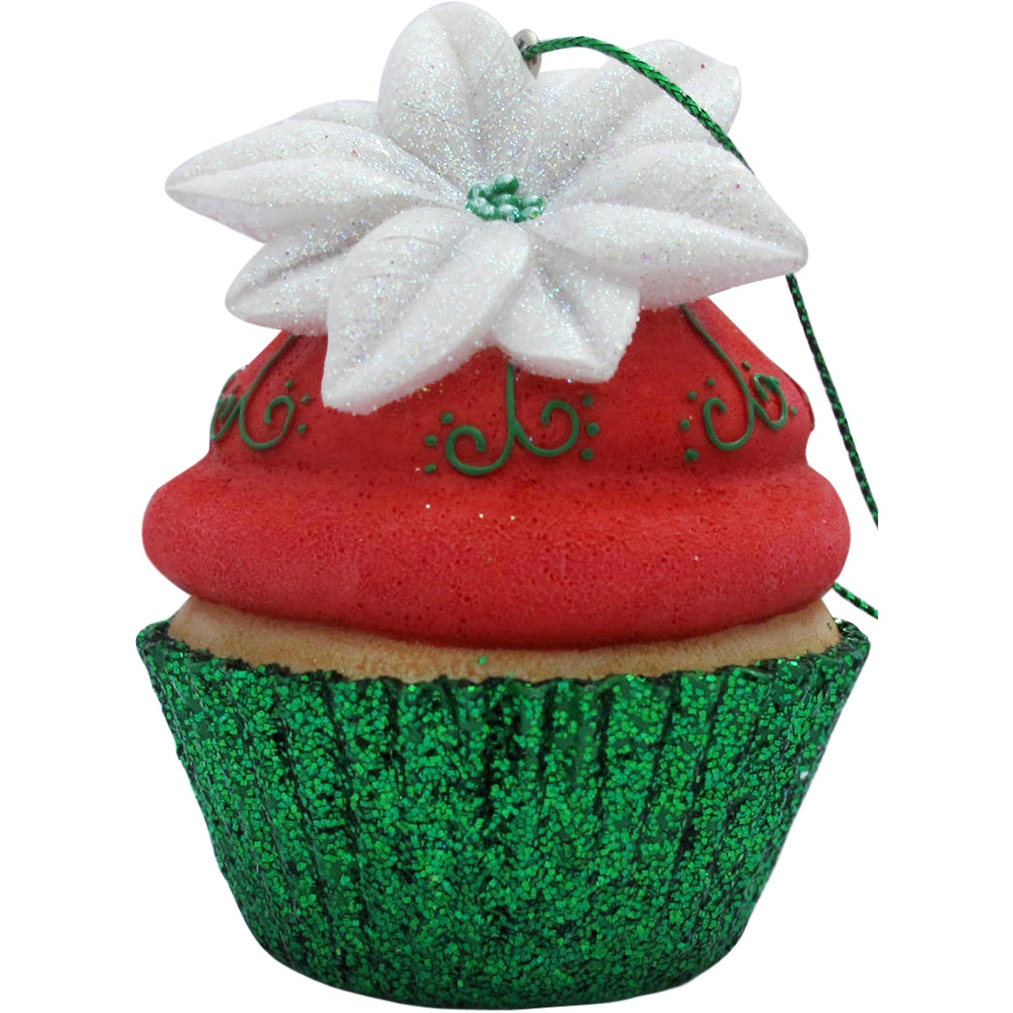 Red Poinsettia Cupcake Christmas Tree Ornament by Present Paper