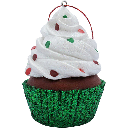 White Confetti Cupcake Christmas Tree Ornament by Present Paper